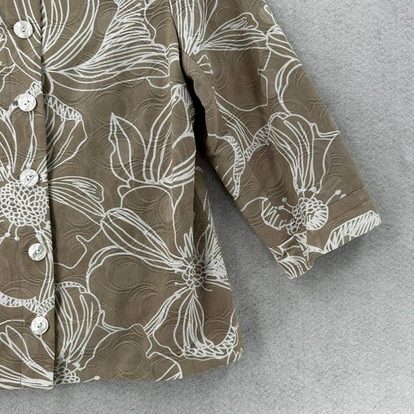 Susan Graver Blazer Jacket Womens SMALL 3/4 Sleeve‎ Floral Cotton Shell Buttons - Picture 5 of 14